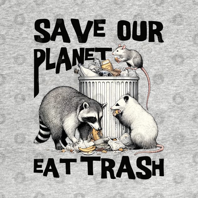 Funny Save Our Planet Eat Trash Rat, Possum and Racoon by creative